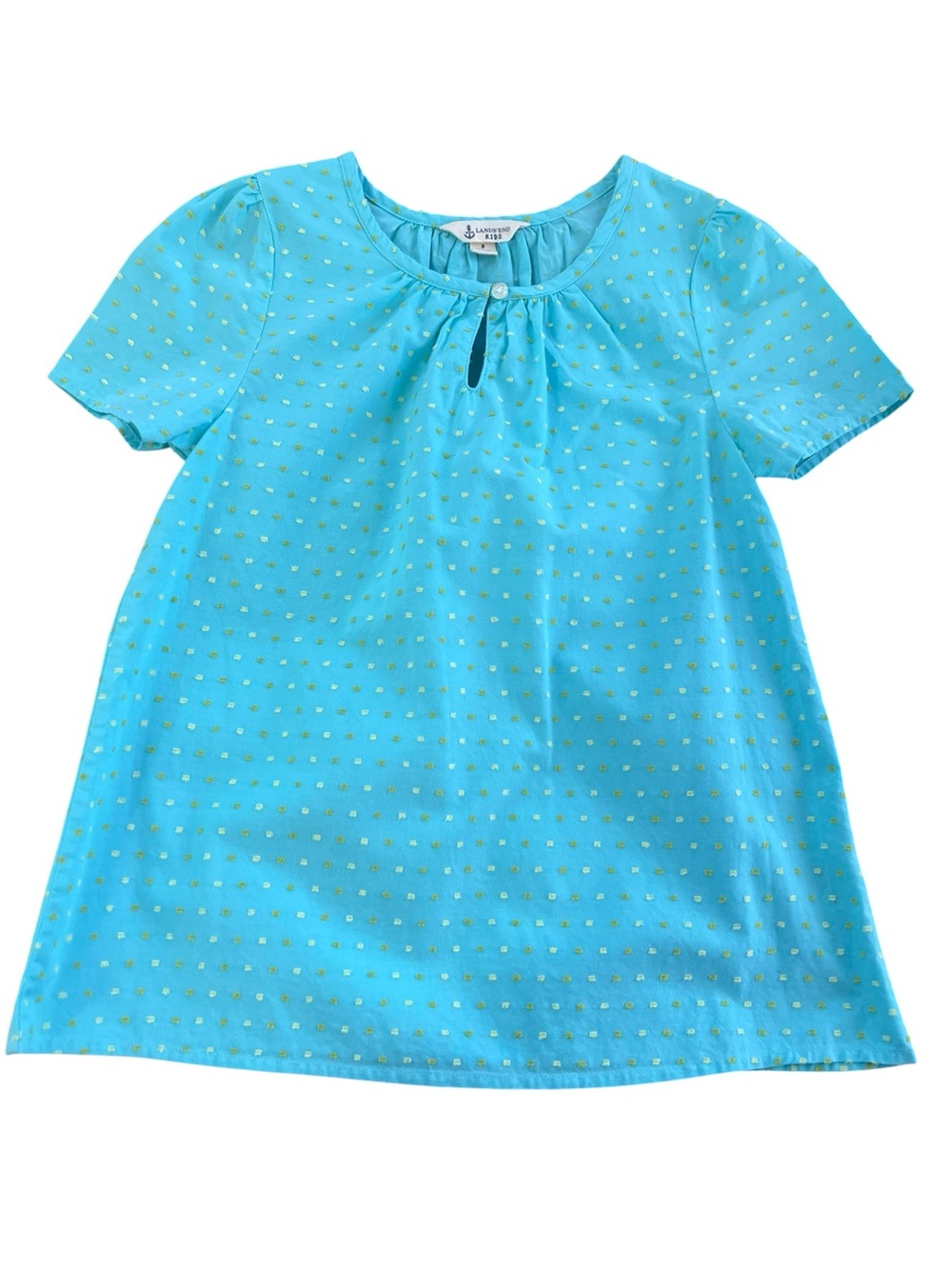 Lands' End Kids Turquoise Dot Top Size 8